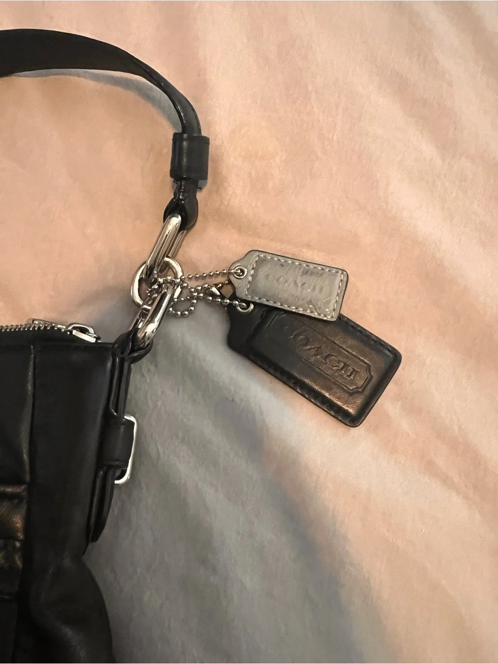 Vintage Coach Black Leather Hobo with Silver Hardware